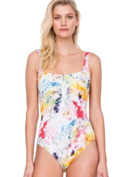 Gottex Aquarelle Square Neck Tank Swimsuit