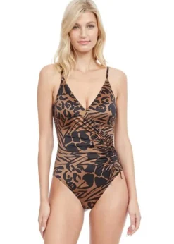 Gottex Jaguar Thin Strap V Neck Swimsuit