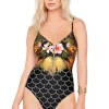 Gottex Jewel Box Amber Feathers V Neck Swimsuit