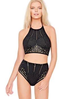 Gottex Jewel Box Dusk Onyx Laser Cut High Neck Black Bikini