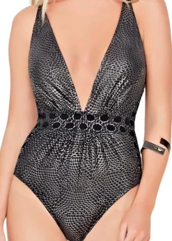 Gottex Jewel Box Platinum Deep Plunge Swimsuit