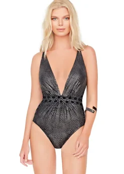 Gottex Jewel Box Platinum Deep Plunge Swimsuit
