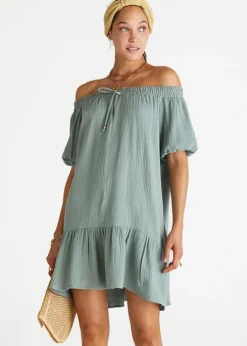 Heaven Sage Off The Shoulder Dress