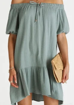 Heaven Sage Off The Shoulder Dress