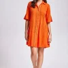 Iconique Romina Orange Sleeve Shirt Dress