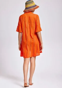Iconique Romina Orange Sleeve Shirt Dress