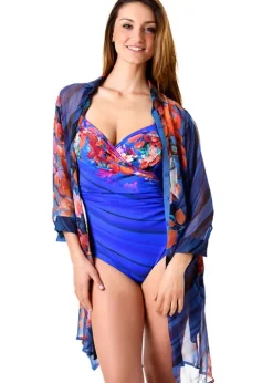 Miraclesuit Miradonna Blue Flowers Sheer Shirt